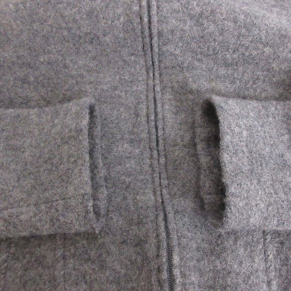 Sarah Jacket Blazer Size Large 100% Felted Wool Heather Gray Zip Up Front Collar - Picture 7 of 9